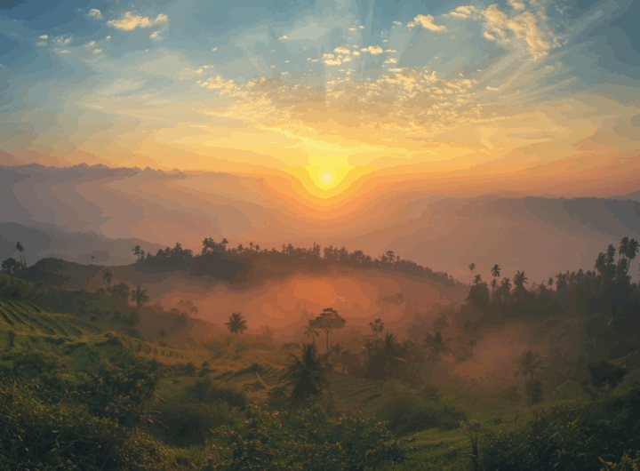 Pemandangan wisata Indonesia tersembunyi dengan pantai, pegunungan, dan air terjun alami.
