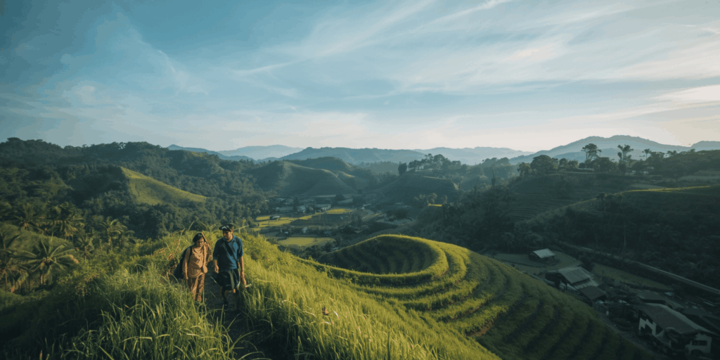 Desa wisata ramah lingkungan di Indonesia, suasana alami dan tenang.