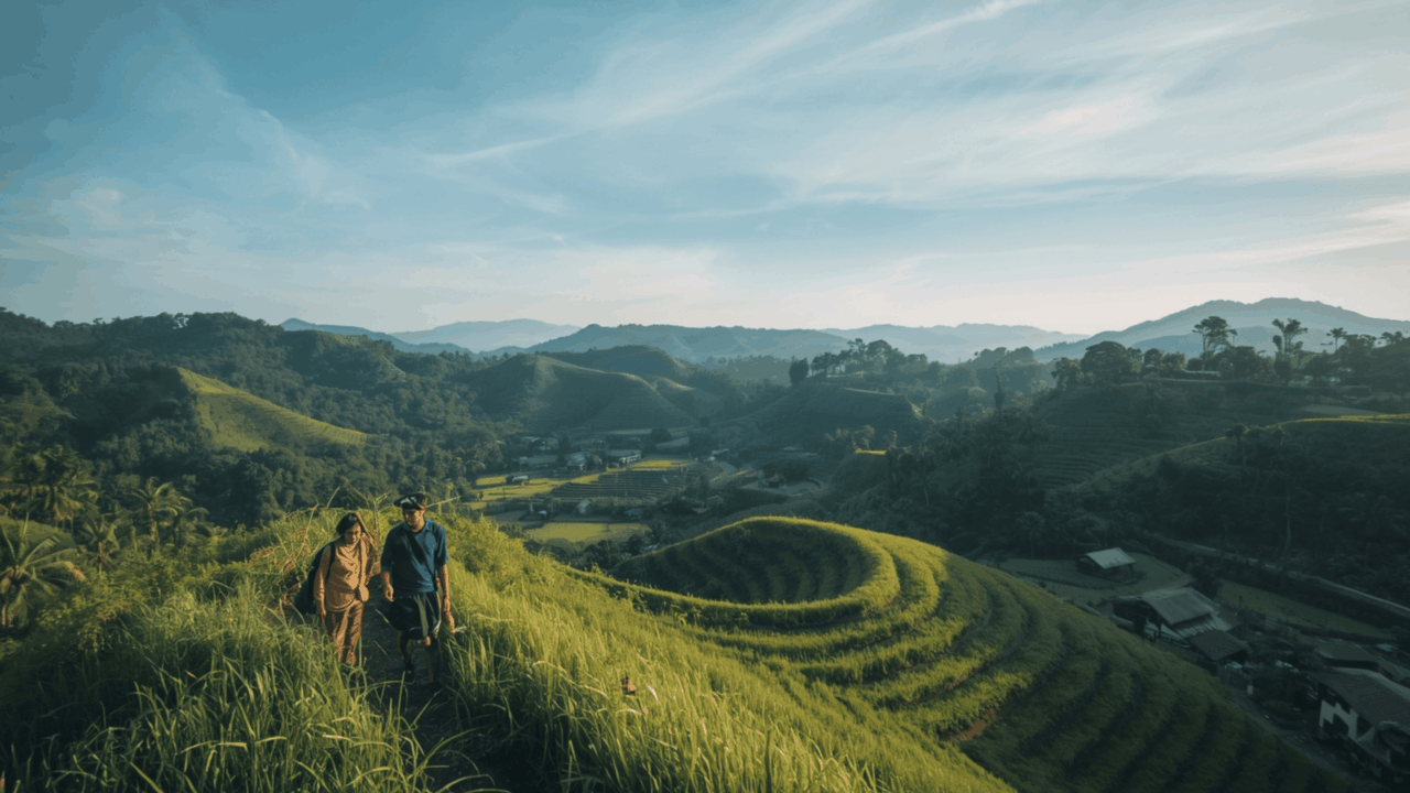 Desa wisata ramah lingkungan di Indonesia, suasana alami dan tenang.